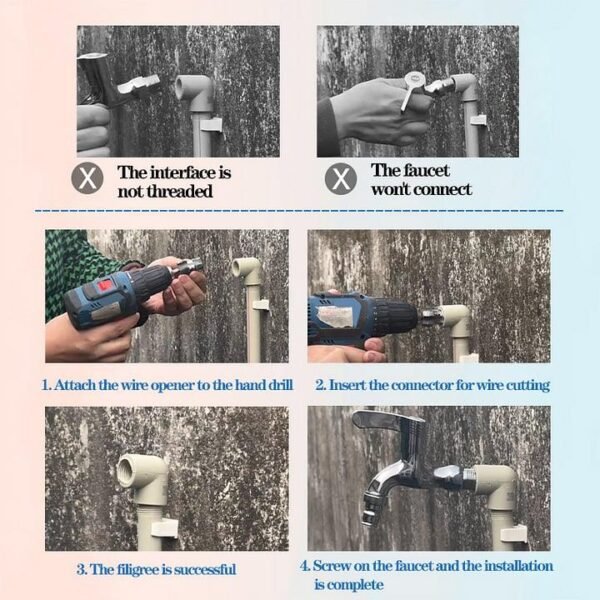 🌲Electric Drill Compatible PVC Pipe Threader Kit with Various Die Sizes - Image 9