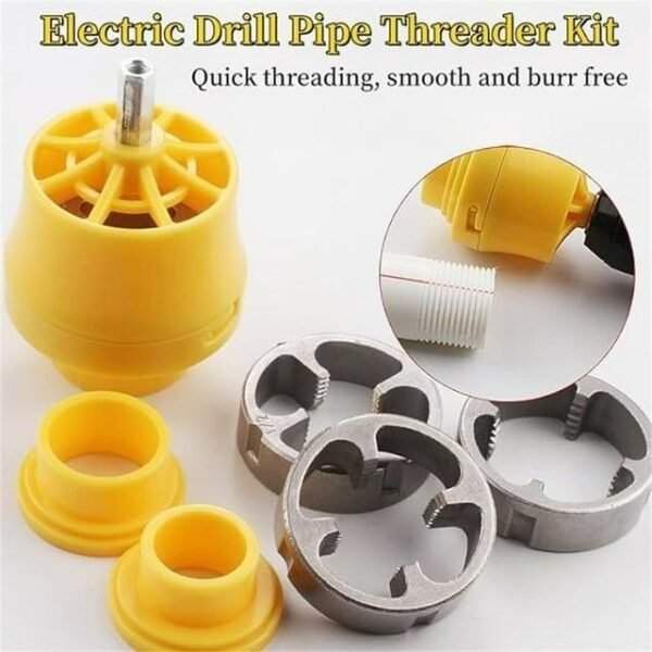 🌲Electric Drill Compatible PVC Pipe Threader Kit with Various Die Sizes - Image 10