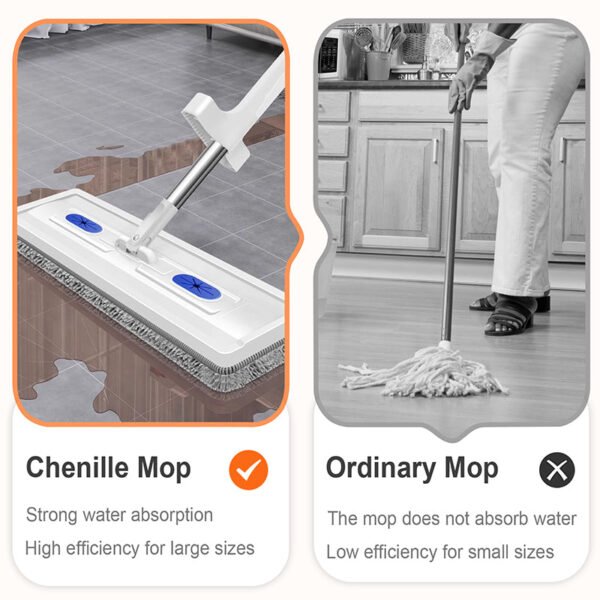 🧼🌀 Upgraded Chenille Flat Mop! 3s Water Absorption + 180° Floor-Hugging. Zero Blind Spots Cleaning 🚀 - Image 7