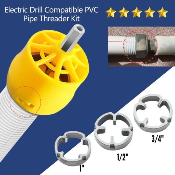 🌲Electric Drill Compatible PVC Pipe Threader Kit with Various Die Sizes - Image 2