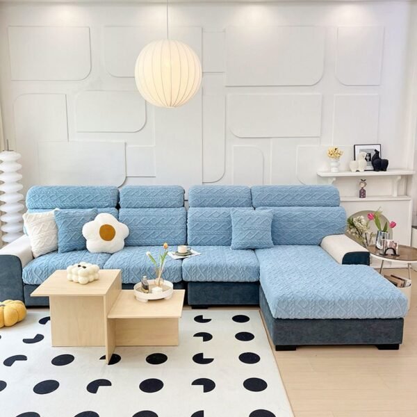 Faux Cashmere Stretch Sofa Cover with Anti-slip Backing - Image 8