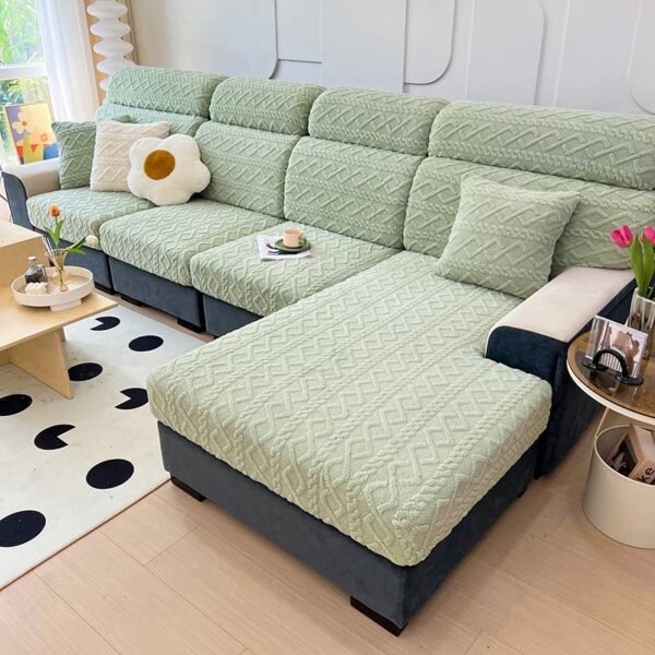 Faux Cashmere Stretch Sofa Cover with Anti-slip Backing - Image 5