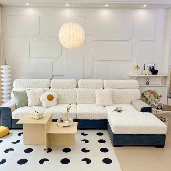 Faux Cashmere Stretch Sofa Cover with Anti-slip Backing - Image 6