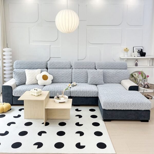 Faux Cashmere Stretch Sofa Cover with Anti-slip Backing - Image 3