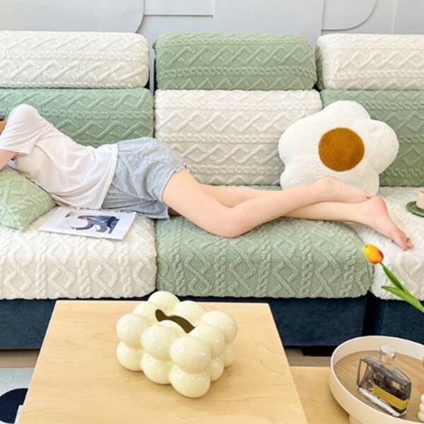 Faux Cashmere Stretch Sofa Cover with Anti-slip Backing - Image 11