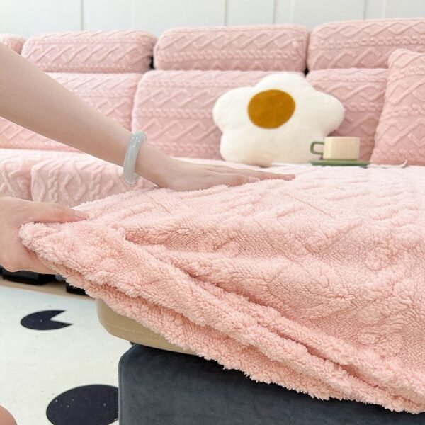 Faux Cashmere Stretch Sofa Cover with Anti-slip Backing - Image 13