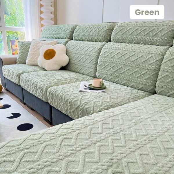 Faux Cashmere Stretch Sofa Cover with Anti-slip Backing - Image 18