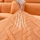 Faux Cashmere Stretch Sofa Cover with Anti-slip Backing