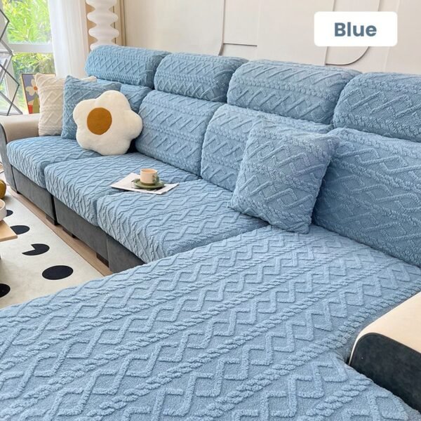 Faux Cashmere Stretch Sofa Cover with Anti-slip Backing - Image 20