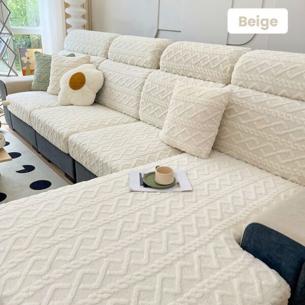 Faux Cashmere Stretch Sofa Cover with Anti-slip Backing - Image 17