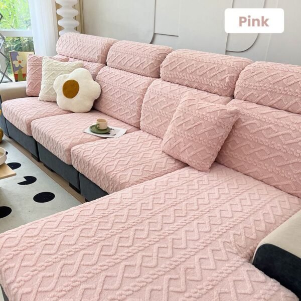 Faux Cashmere Stretch Sofa Cover with Anti-slip Backing - Image 22