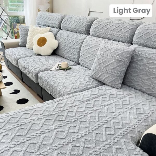Faux Cashmere Stretch Sofa Cover with Anti-slip Backing - Image 21
