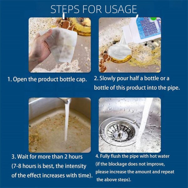 Drain Clog Remover. Pipeline Dredging Agent. Powerful Quick Cleaning Drain Toilet Cleaner Tool. Unclog Toilet Clog And Kitchen Sink Pipe Unblocker Powder - Image 9