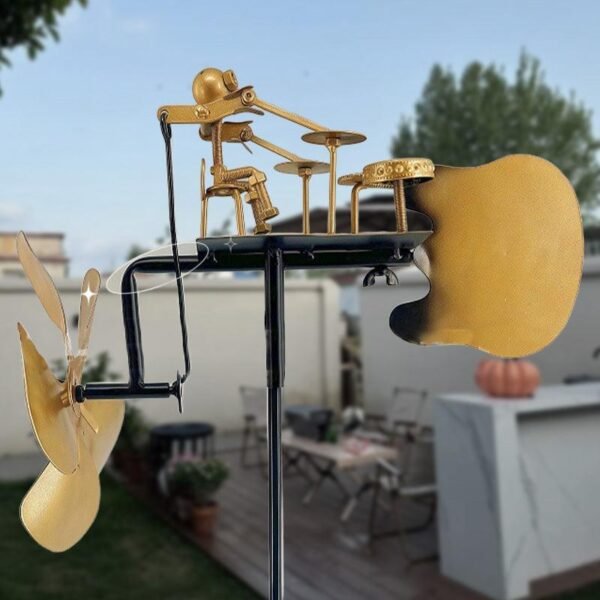 🔥Wind Meets Rhythm🥁Handmade Metal Rock Band Windmill🎁 - Image 3